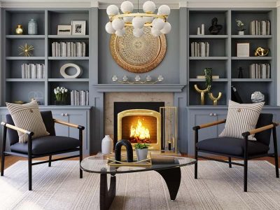 Chairs Flanking Fireplace